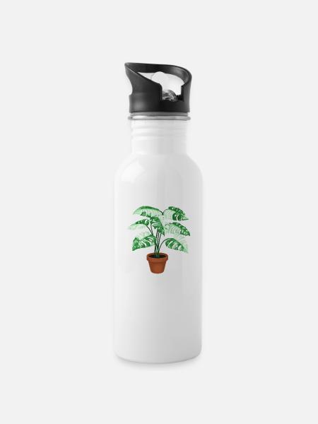 Monstera Dad - Trinkflasche mit integriertem Trinkhalm - Weiß