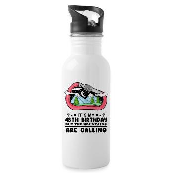 48th birthday Wanderer Bergberge - Water bottle with straw - white - Right