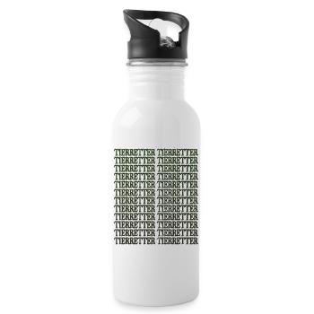 cool spaß dobermann gerechtigkeit witzig - Trinkflasche mit integriertem Trinkhalm - Weiß - Rechts