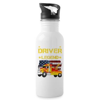 Abschleppwagen Fahrer Legende - Trinkflasche mit integriertem Trinkhalm - Weiß - Rechts