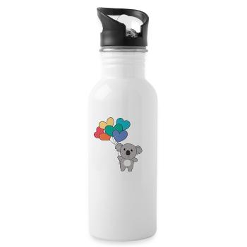 Regenbogen Herzen Pride LGBTQ Luftballons Koala - Trinkflasche mit integriertem Trinkhalm - Weiß - Rechts