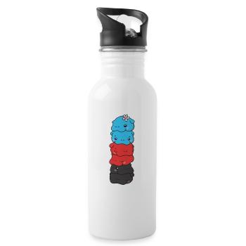 Polyamory Flag Pride LGBTQ süße Hippo - Trinkflasche mit integriertem Trinkhalm - Weiß - Rechts