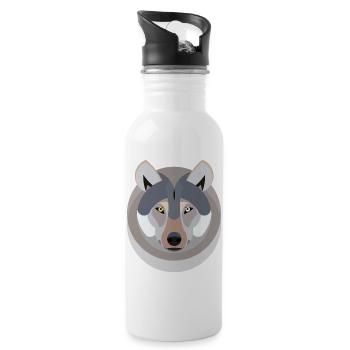 Le loup en tant que graphique - Gourde avec paille intégrée - blanc - Droite