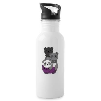 Asexuell Flag Pride LGBTQ süßer Panda Haufen - Trinkflasche mit integriertem Trinkhalm - Weiß - Rechts
