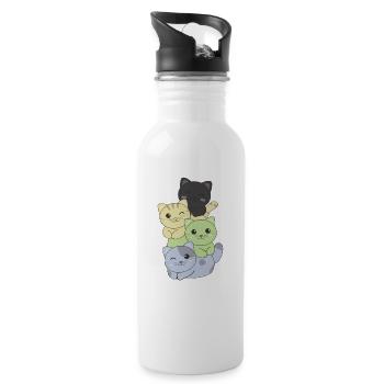 cassgender Flag Pride LGBTQ süßer Katzen - Trinkflasche mit integriertem Trinkhalm - Weiß - Rechts