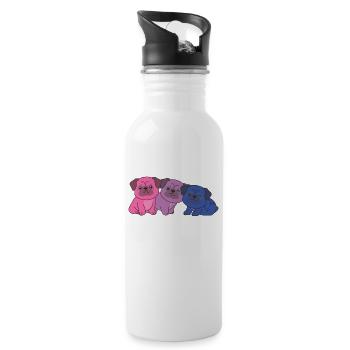 Bi Flag Pug Pride LGBTQ Mignons Chiens - Gourde avec paille intégrée - blanc - Droite