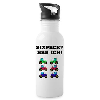 trecker sixpack kinder traktor - Trinkflasche mit integriertem Trinkhalm - Weiß - Rechts