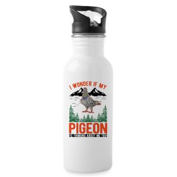 Pigeon Gift Pigeon Fancier City Pigeon Carrier Pigeon - Water bottle with straw - white - Right