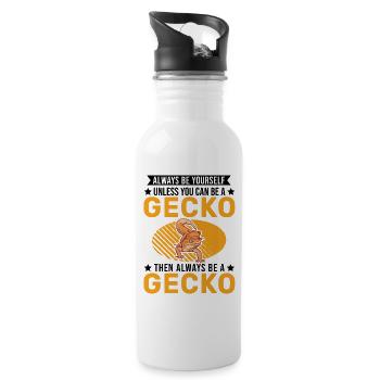 Always be yourself Unless you can be a Gecko - Trinkflasche mit integriertem Trinkhalm - Weiß - Rechts