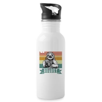 Faultier Legendär seit August 1952 Geburtstag - Trinkflasche mit integriertem Trinkhalm - Weiß - Rechts