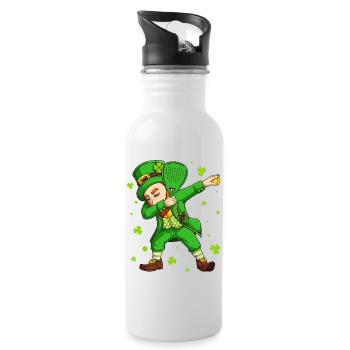 Padel Tennis Dabbing Leprechaun St Patrick Tag - Trinkflasche mit integriertem Trinkhalm - Weiß - Rechts