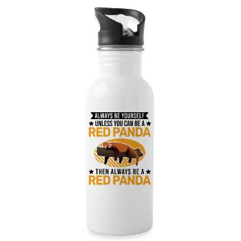 Roter Panda Geschenk Red Panda - Trinkflasche mit integriertem Trinkhalm - Weiß - Rechts