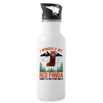 Red Panda Gift Cat Bear Red Panda - Water bottle with straw - white - Right
