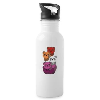 Lesbische Flagge Pride LGBTQ süßer Panda Haufen - Trinkflasche mit integriertem Trinkhalm - Weiß - Rechts