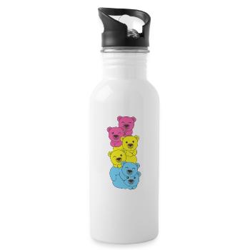 Pansexual Flag Pride LGBTQ Cute Bear Bunch - Gourde avec paille intégrée - blanc - Droite