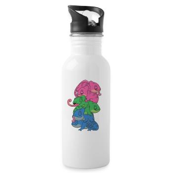 Polysexuell Flag Pride LGBTQ Chamäleon Haufen - Trinkflasche mit integriertem Trinkhalm - Weiß - Rechts