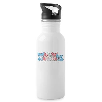 Transgender Flag Corgi Pride LGBTQ Cute Dogs - Water bottle with straw - white - Right