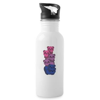 Bi Flag Pride LGBTQ süßer Panda Haufen - Trinkflasche mit integriertem Trinkhalm - Weiß - Rechts