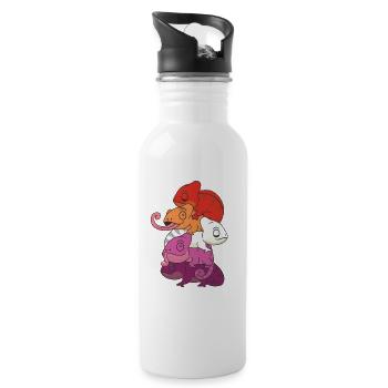 Lesbische Flagge Pride LGBTQ Chamäleon Haufen - Trinkflasche mit integriertem Trinkhalm - Weiß - Rechts