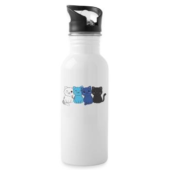 transmasc Flag Pride LGBTQ Cute Cat Bunch - Water bottle with straw - white - Right