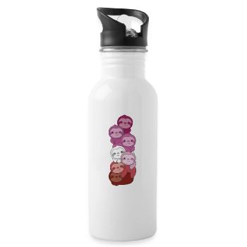lesbian Lipstick flag Pride LGBTQ Faultier Haufen - Trinkflasche mit integriertem Trinkhalm - Weiß - Rechts