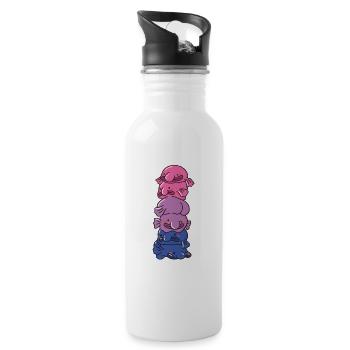Bi Flag Gay Pride LGBTQ Blobfish - Gourde avec paille intégrée - blanc - Droite