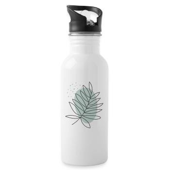 Hand Drawn Flower 8 - Water bottle with straw - white - Right