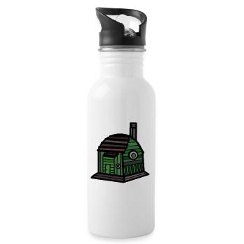 Gartenhaus Hütte Haus wohnen Immobilie bauen - Trinkflasche mit integriertem Trinkhalm - Weiß - Rechts