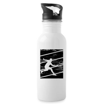 Badminton players - Water bottle with straw - white - Right