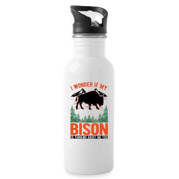 Buffalo Gift Bison Buffallo Buffle d’eau - Gourde avec paille intégrée - blanc - Droite