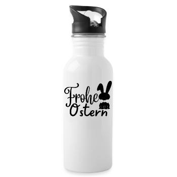 Frohe Ostern, Ostergrüße ,Osterdesign mit Hase. - Trinkflasche mit integriertem Trinkhalm - Weiß - Rechts