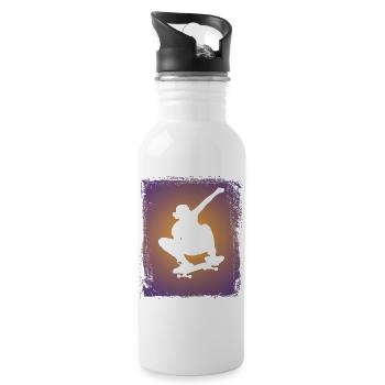 Skateboarding Skateboarder Silhouette - Water bottle with straw - white - Right