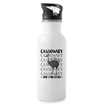 Cassowary Is Calling And I Must Go - Trinkflasche mit integriertem Trinkhalm - Weiß - Rechts