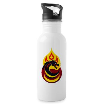 Dragon dans un cercle de flammes - Gourde avec paille intégrée - blanc - Droite