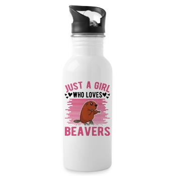 Beaver Girl Beaver Dam - Water bottle with straw - white - Right