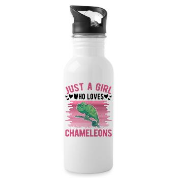 Chameleon Girl Chameleon - Water bottle with straw - white - Right