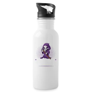 Funny Grim Reaper, Here I Am Killing It, Goth Dark - Trinkflasche mit integriertem Trinkhalm - Weiß - Rechts