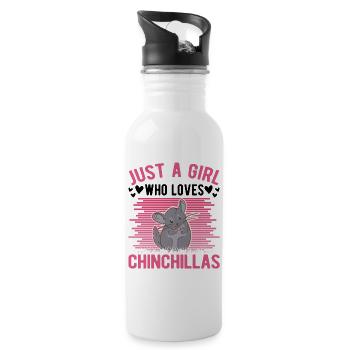 Juste une fille qui aime Chinchillas Mädchen - Gourde avec paille intégrée - blanc - Droite