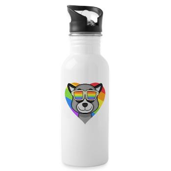 Rainbow - Lemur with glasses - Water bottle with straw - white - Right