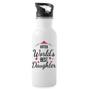 Zur besten Tochter der Welt gewählt - Trinkflasche mit integriertem Trinkhalm - Weiß - Rechts