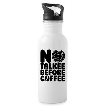 No Talkee Before Breakfast Coffee & Donuts Lover - Water bottle with straw - white - Right