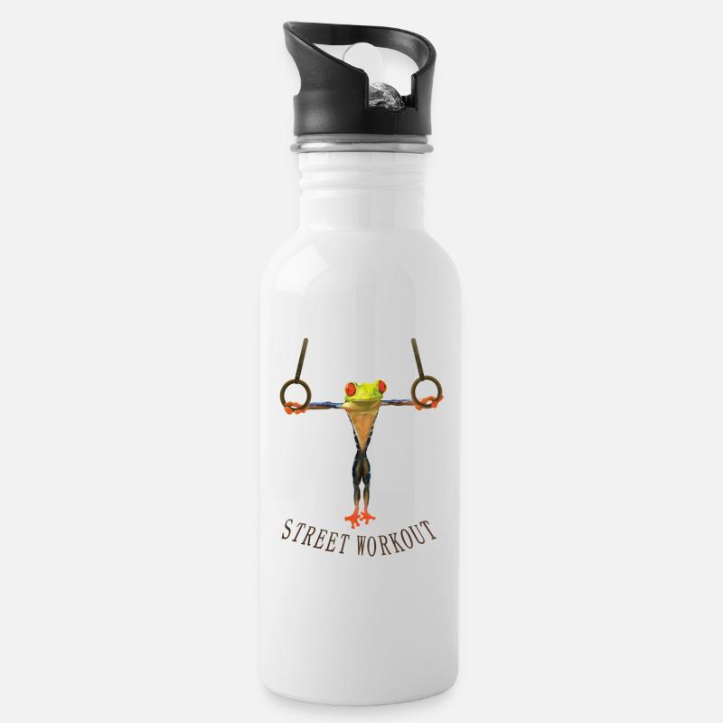 Street Workout - Trinkflasche mit integriertem Trinkhalm - Weiß