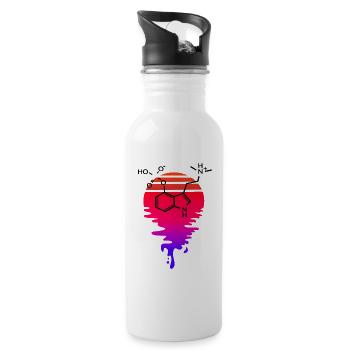 Psilocybin Molekül mit Retro Sunset - Trinkflasche mit integriertem Trinkhalm - Weiß - Rechts