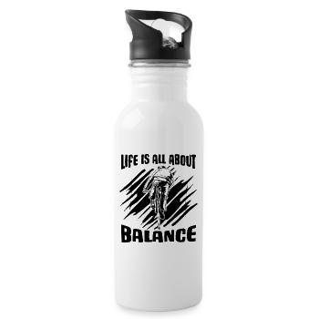 Life Is All About Balance Bicycle Biker Cyclist - Trinkflasche mit integriertem Trinkhalm - Weiß - Rechts