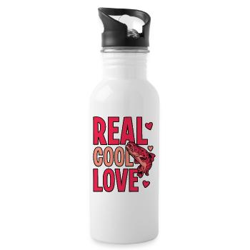 Real Cool Love - Trinkflasche mit integriertem Trinkhalm - Weiß - Rechts