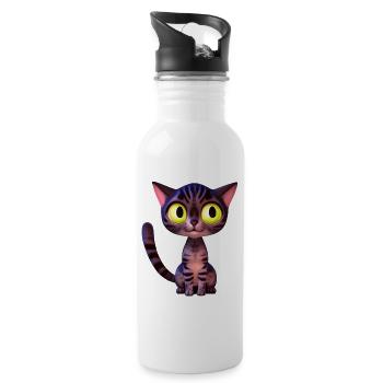 rosa tigerkatze frei - Trinkflasche mit integriertem Trinkhalm - Weiß - Rechts