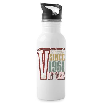 1961 Birthday Year of birth Year of construction Vintage Retro - Water bottle with straw - white - Right
