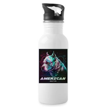 Bulldog Américain Neon Cyberpunk - Gourde avec paille intégrée - blanc - Droite
