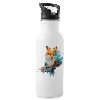 Design Fuchs fait d’aquarelles - Gourde avec paille intégrée - blanc - Droite