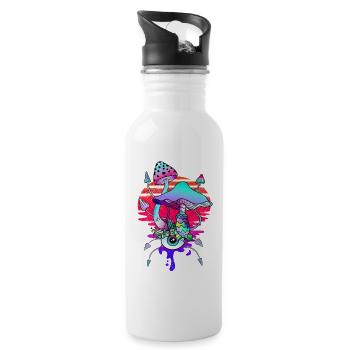 Zauberpilze Vaporwave Sunset - Trinkflasche mit integriertem Trinkhalm - Weiß - Rechts